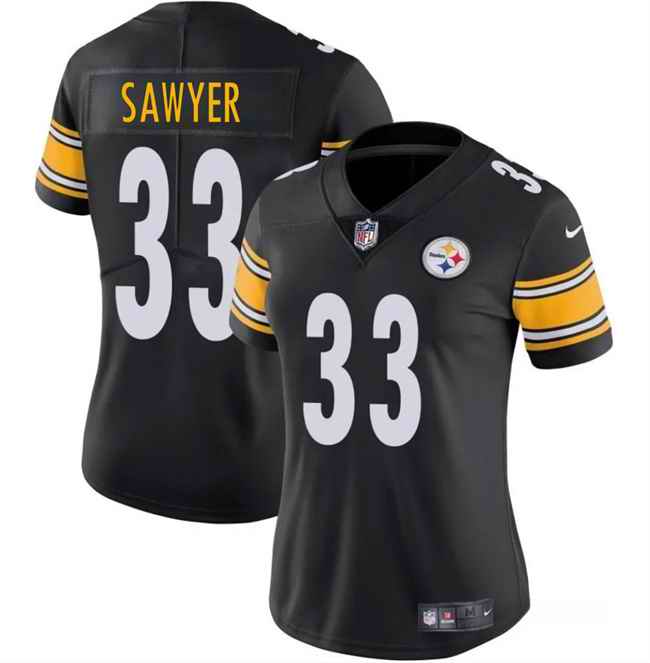 Women's Pittsburgh Steelers #33 Jack Sawyer Black 2025 Draft Vapor Untouchable Limited Stitched Football Jersey(Run Small)